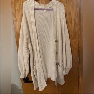 a.n.a Cream Open-Front Knit Cardigan with Pockets